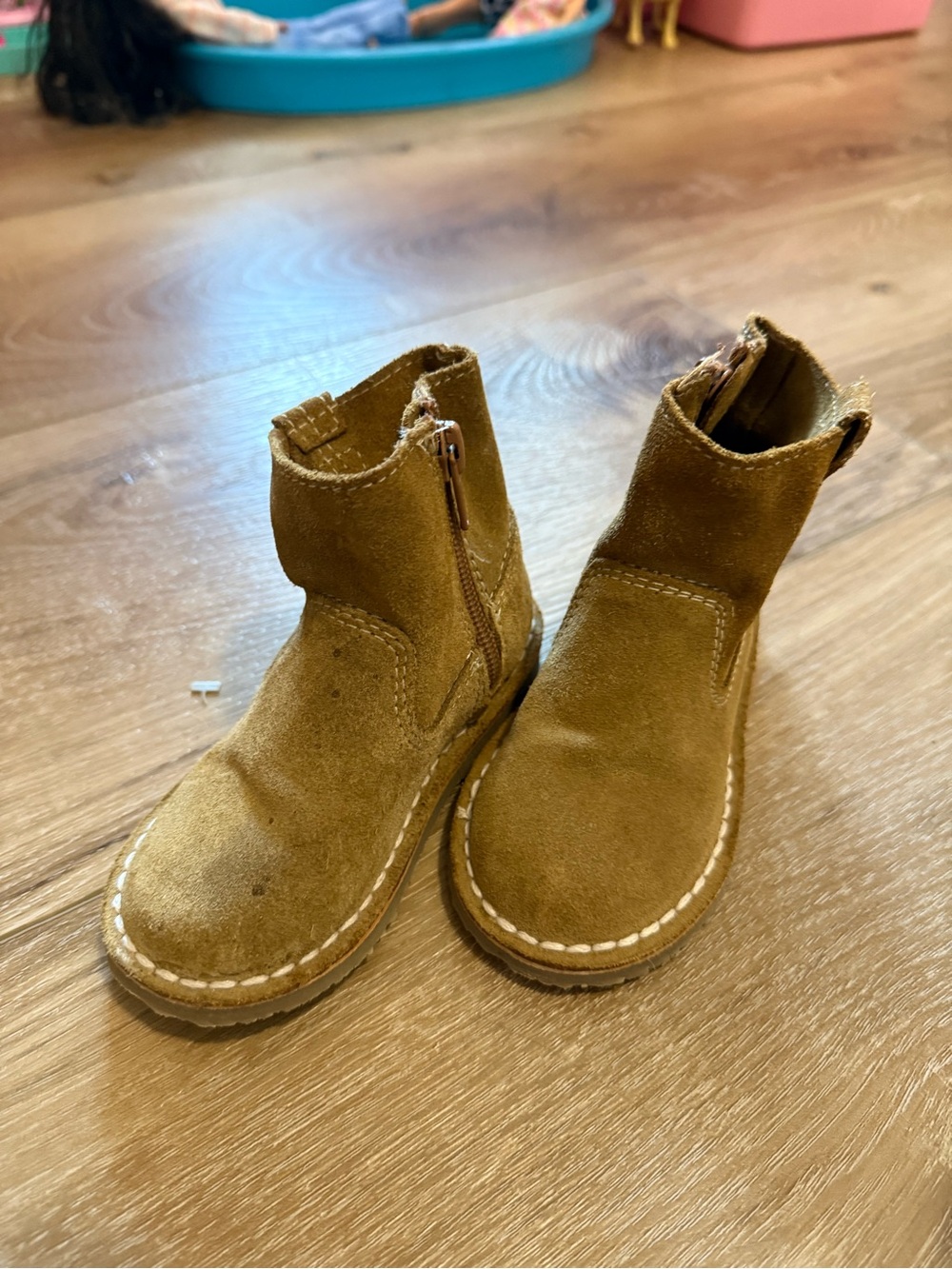 Zara Kids Brown Suede Side-Zip Ankle Boots